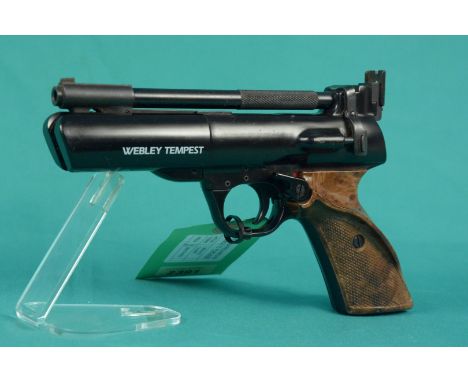 A Webley 'Tempest' .22 cal air pistol with brown grips, N.V.S.N., as a post 1939 air weapon the restrictions of the Crime Red