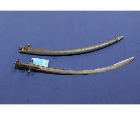 An India 'Tulwar' sword (complete with as found scabbard), blade with interesting signature