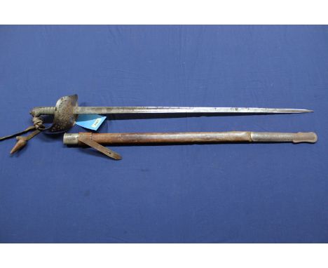 A Victorian model 1895 Infantry Officers sword (sword with some surface rust and leather covered scabbard as found)