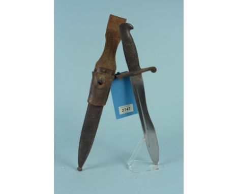 A Spanish model 1941 Bolo bayonet, scabbard and frog