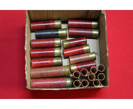 A mixed lot including one x Eley Nobel 4 bore with Eley Kynoch case, six various 8 bore cartridges, five various 10 bore and 