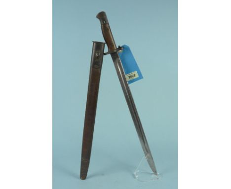 A British model 1907 bayonet by Wilkinson, marked '1/18' with scabbard