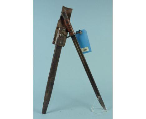 A British model 1913 bayonet with scabbard and leather frog