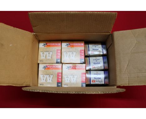 Eight boxes (two hundred) 12 bore Winchester Club 28g 7 1/2 shot cartridges with three boxes (seventy five) Eurotrap 28-1oz 7