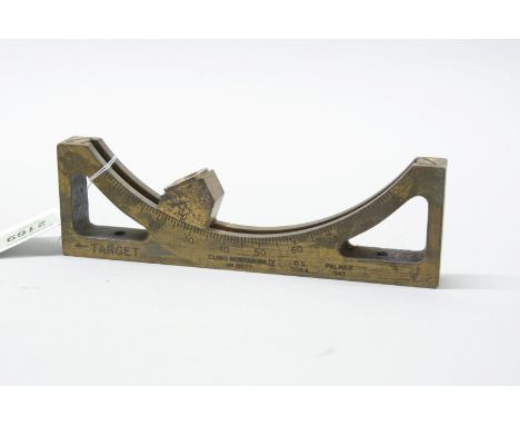 A brass gunners clinometer marked Clino Mortar Mk IV No.11077, by Palmer 1943