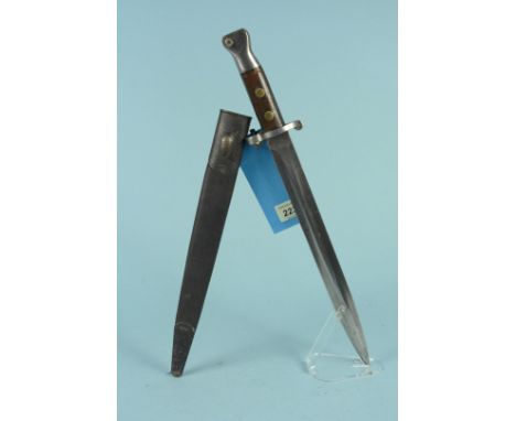 A British model 1888 bayonet, this example Mk I (2nd type) with Mk I scabbard