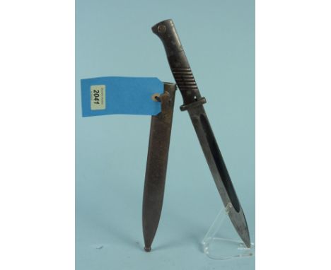 A Third Reich era German model 1884/98 knife bayonet (K98 rifle) dated 1944 with scabbard