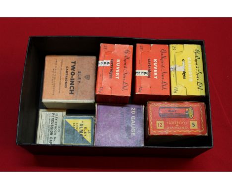 Six full boxes of cartridges including Gallyon's, Eley Grand Prix and a Eley 'Almac' .410 No.5 together with a box of Eley-Ky