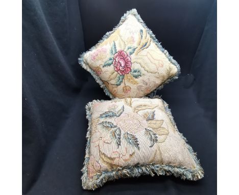 Pair of floral tapestry cushions both in good condition. 