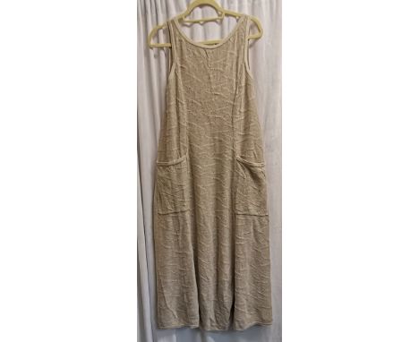 Linen pinafore dress with big patch pockets by Maryse Cepiere 88cm bust 