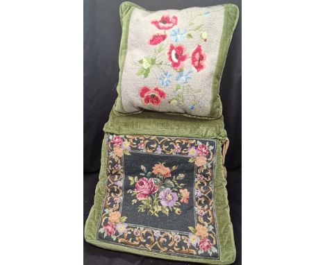 2 tapestry cushions, one is a chair seat cover, both in good condition 