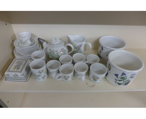 Portmerion - Garden Herbs tea service for six servings and two Botanic planters 