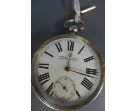 A Victorian key wind silver pocket watch by Herbert Clidero of Nothallerton having cream ceramic dial with Roman numerals and