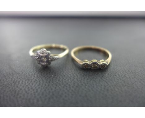 Two diamond-set rings - All with marks indicating 9ct gold - Ring sizes O and N - Total weight approx 3.1gms
Condition Report