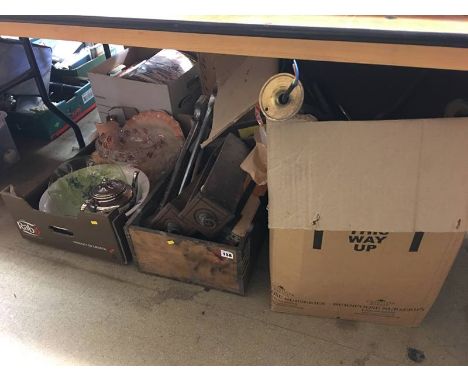Box of tools, a box of assorted and light fittings