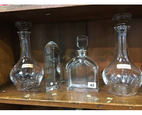 A Val St Lambert owl, Orrefors decanter etc. 