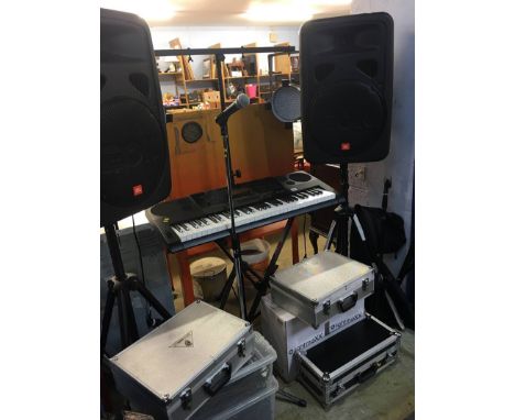Quantity of P.A equipment, to include a pair of JBL speakers, Casio keyboard, Citronic mixer, lights etc.