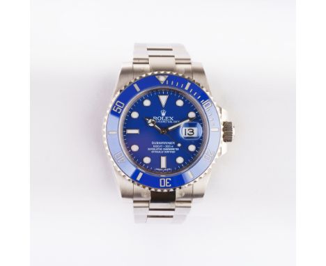 Rolex. Herren-Armbanduhr 'Submariner Date Smurf'. 2016. 18 kt. WG, gest., Automatik, Ref. 116619LB. Blaues Zifferblatt mit si