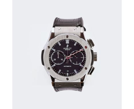 Hublot. Herren-Armbanduhr Chronograph 'Classic Fusion'. 2013. Titan, Automatik. Matttiertes, schwarzes Zifferblatt, Indizes, 