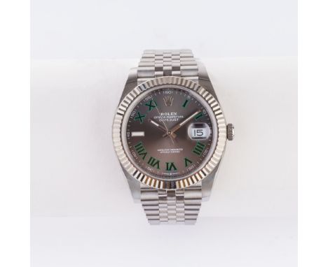 Rolex. Herren-Armbanduhren 'Datejust 41 Wimbledon'. 2018. Edelstahl, Automatik, Ref. 126334. Graues Zifferblatt mit Sunburst-