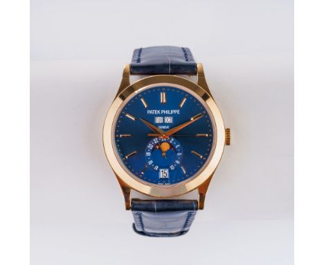 Patek Philippe. Herren-Armbanduhr 'Annual Calendar Blue'. 2017. 18 kt. Roségold, gest., Automatik, Ref. 5396R-014, Kaliber 32