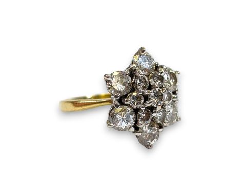 A diamond snowflake ring, set with a total 2.25 carats of diamonds(estimated weight). Set with 13 round brilliant cut diamond