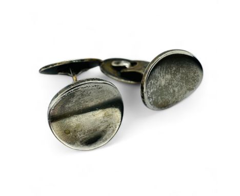 A pair of sterling silver modernist cufflinks, by Danish silvermaker S Christian Fogh. Together with a Swiss 935 silver pocke
