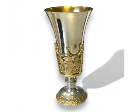 A limited edition Westminster Abbey Royal Wedding goblet, designed by Hector Miller and made by Aurum Designs. Number 354 of 