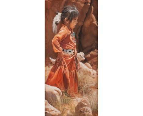   RAY SWANSON  1937 Alcester, Süddakota - 2004    'TIP-TOE THROUGH THE ROCKS'     Aquarell und Gouache auf Leinwand. SM 29 x 