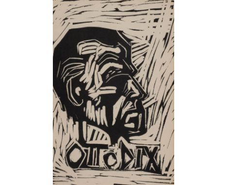   OTTO DIX  1891 Gera - 1969 Singen    SELBSTPORTRAIT (1950)     Linolschnitt auf leichtem Karton. SM 20,5 x 13,5 cm (R. 39 x