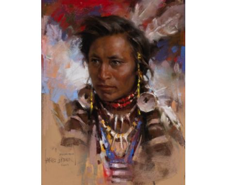   HARLEY BROWN  1939 Edmonton, Kanada    'SARCEE BRAVE' (2003)     Pastell auf Karton. SM 42 x 33 cm (R. 72,5 x 62 cm). Unten