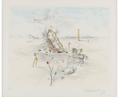  SALVADOR DALÍ  1904 Figueres, Girona - 1989 ebenda    'CAVALIER COSMIQUE' (1982)     Farbradierung mit Goldstaub auf Arches