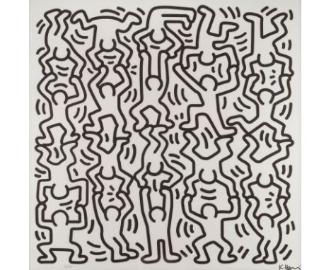   KEITH HARING (NACH)  1958 Kutztown - 1990 New York    OHNE TITEL (DANCING FIGURES)     Lithografie auf festem Papier. SM 87