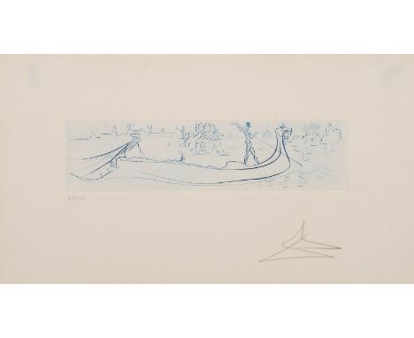   SALVADOR DALÍ  1904 Figueres, Girona - 1989 ebenda    'VISIONS OF VENICE (GONDOLA, 1977)'     Kaltnadelradierung, ultramari