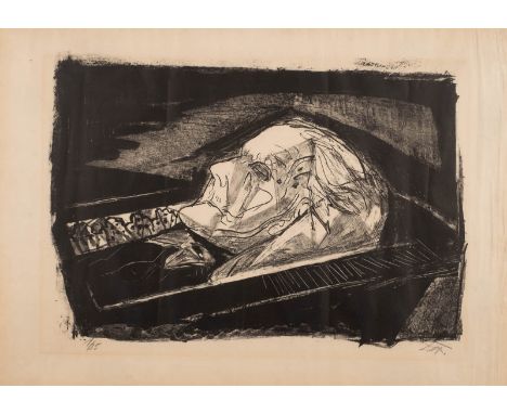   OTTO DIX  1891 Gera - 1969 Singen    'MEINE MUTTER AUF DEM TOTENBETT I' (1954)     Lithografie auf Bütten. BM 54 x 75,5 cm 