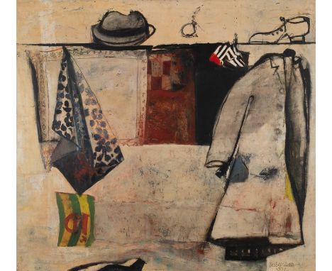   IRMGARD WESSEL-ZUMLOH  1907 Grevenbrück - 1980 Iserlohn    'GARDEROBE' (1971)     Öl auf Leinwand. 90 x 100 cm (R. 94,5 x 1