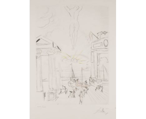   SALVADOR DALÍ (NACH)  1904 Figueres, Girona - 1989 ebenda    DIE SUCHE NACH DEM GOLDENEN VLIES     Kolorierte Kaltnadelradi
