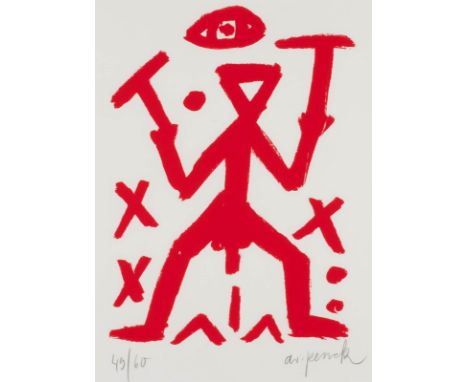   A.R. PENCK  1939 Dresden - 2017 Zürich    STANDART - ROT     Farbserigrafie auf Velin. SM 33,5 x 25 cm (R. 55,5 x 46 cm). U