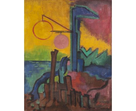   RUDOLF BREDOW  1909 Berlin - 1973 Bremen    'SEEZEICHEN' (1954)     Öl auf grobem Leinen. 100 x 80 cm (R. 112 x 90,5 cm). U