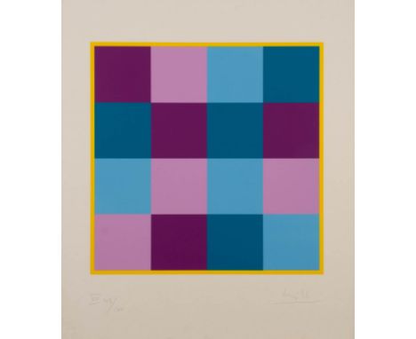   MAX BILL  1908 Winterthur - 1994 Berlin    PAAR ARBEITEN AUS DER SERIE '4 X 4' (1970)     Jew. Farbsiebdruck auf festem Pap