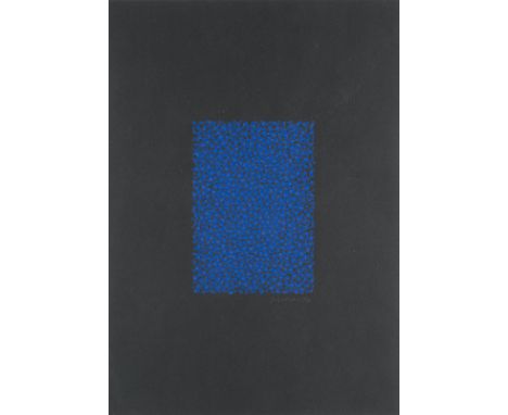   KUNO GONSCHIOR  1935 Wanne-Eickel - 2010 Bochum    OHNE TITEL (BLAUE PUNKTE AUF SCHWARZEM GRUND, 1997)     Farbserigrafie a