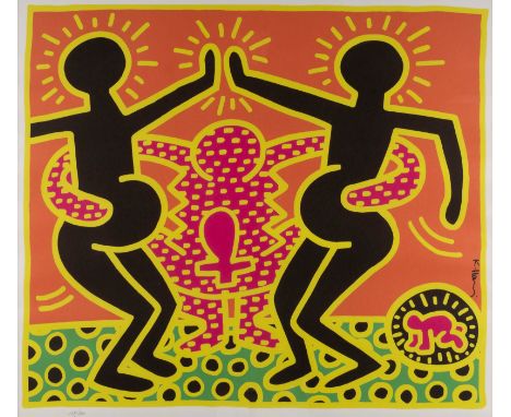   KEITH HARING (NACH)  1958 Kutztown - 1990 New York    OHNE TITEL (AUS: 'FERTILITY SERIES')     Farblithografie auf festem P