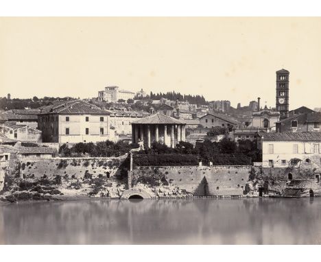 MacPherson, Robert -- (Attributed to). View of the Temple of Hercules and Santa Maria in Cosmedin, Rome. Circa 1860. Large-fo