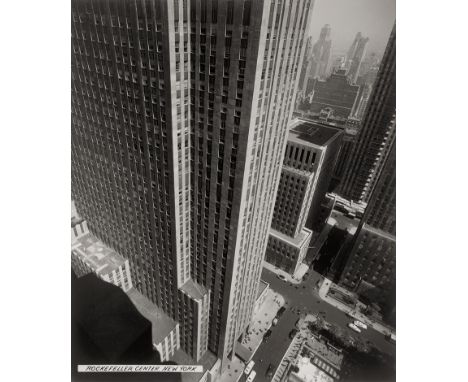 Feininger, Andreas -- "Rockefeller Center, New York". 1942. Vintage large-format gelatin silver print. 47 x 40 cm. Titled by 