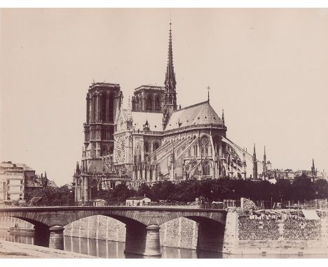 Baldus, Edouard-Denis -- Notre Dame, Paris. 1860s. Albumen print. 21,5 x 28,4 cm. Mounted to original board (some light foxin