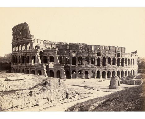 Ninci, Giuseppe -- Colosseum seen from the via Sacra, Rome. Mid-1860s. Large-format albumen print. 27 x 38 cm. Mounted to ori