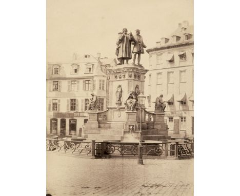 [*] Mylius, Carl Friedrich -- Early views of Frankfurt am Main: Dom, Römerberg, Gutenberg monument and Goethe monument. Ca. 1