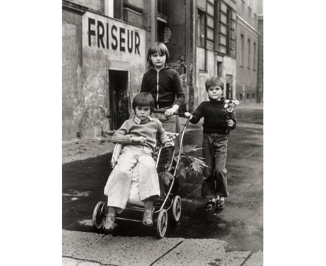 [*] Christel, Detlef -- Kids, Berlin. 1980s. Vintage gelatin silver print. 42,7 x 32,7 cm. Photographer's stamp on versoDetle