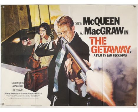 The Getaway (R-1979) British Quad film poster, artwork by Arnaldo Putzu, starring Steve McQueen, folded, 30 x 40 inches. 