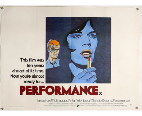 Performance (R-1979) British Quad film poster, rare design, starring Mick Jagger with artwork by Vic Fair, this the more soug